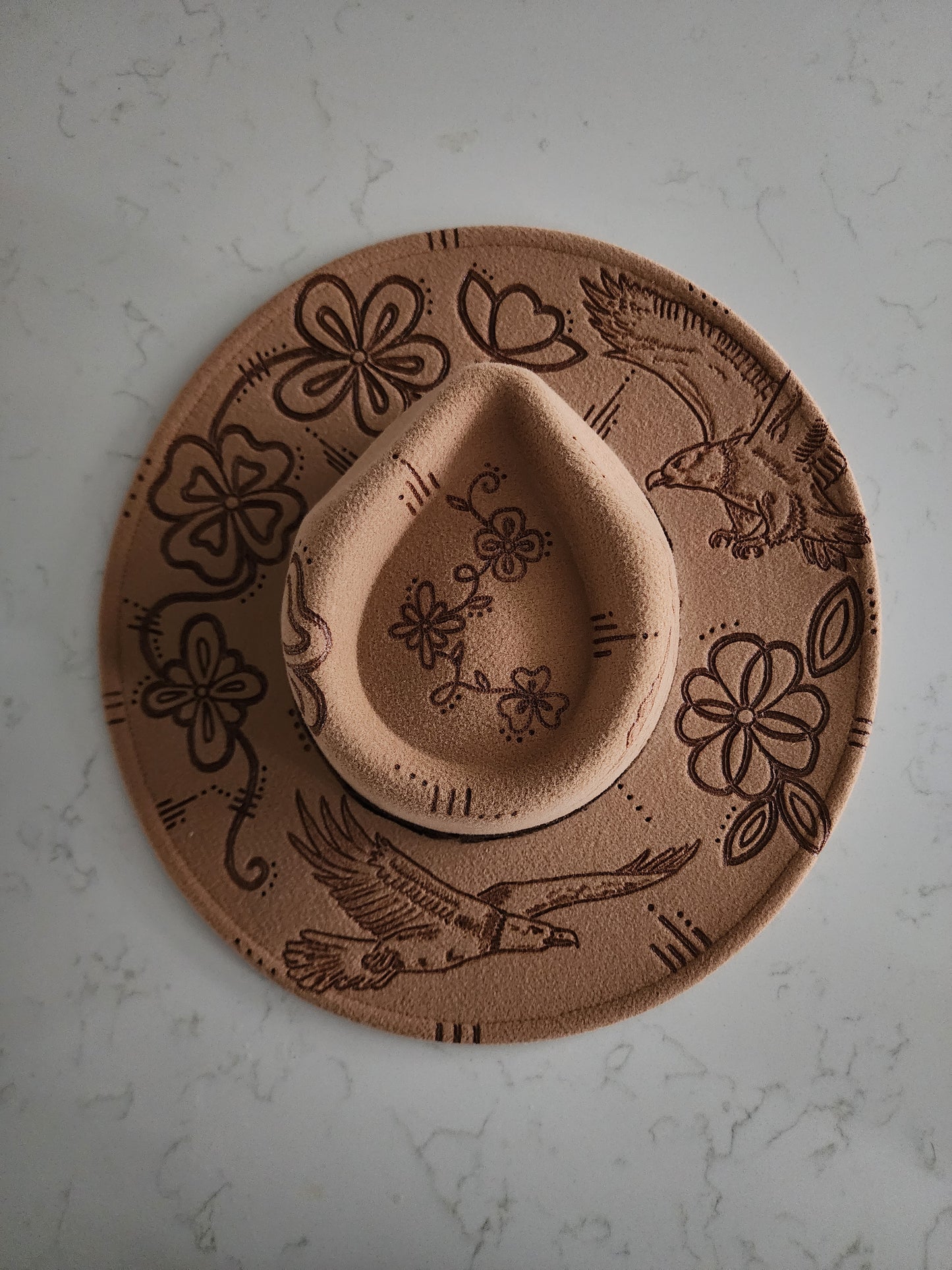 Full Custom Freehand Burnt Design Fedora Hats