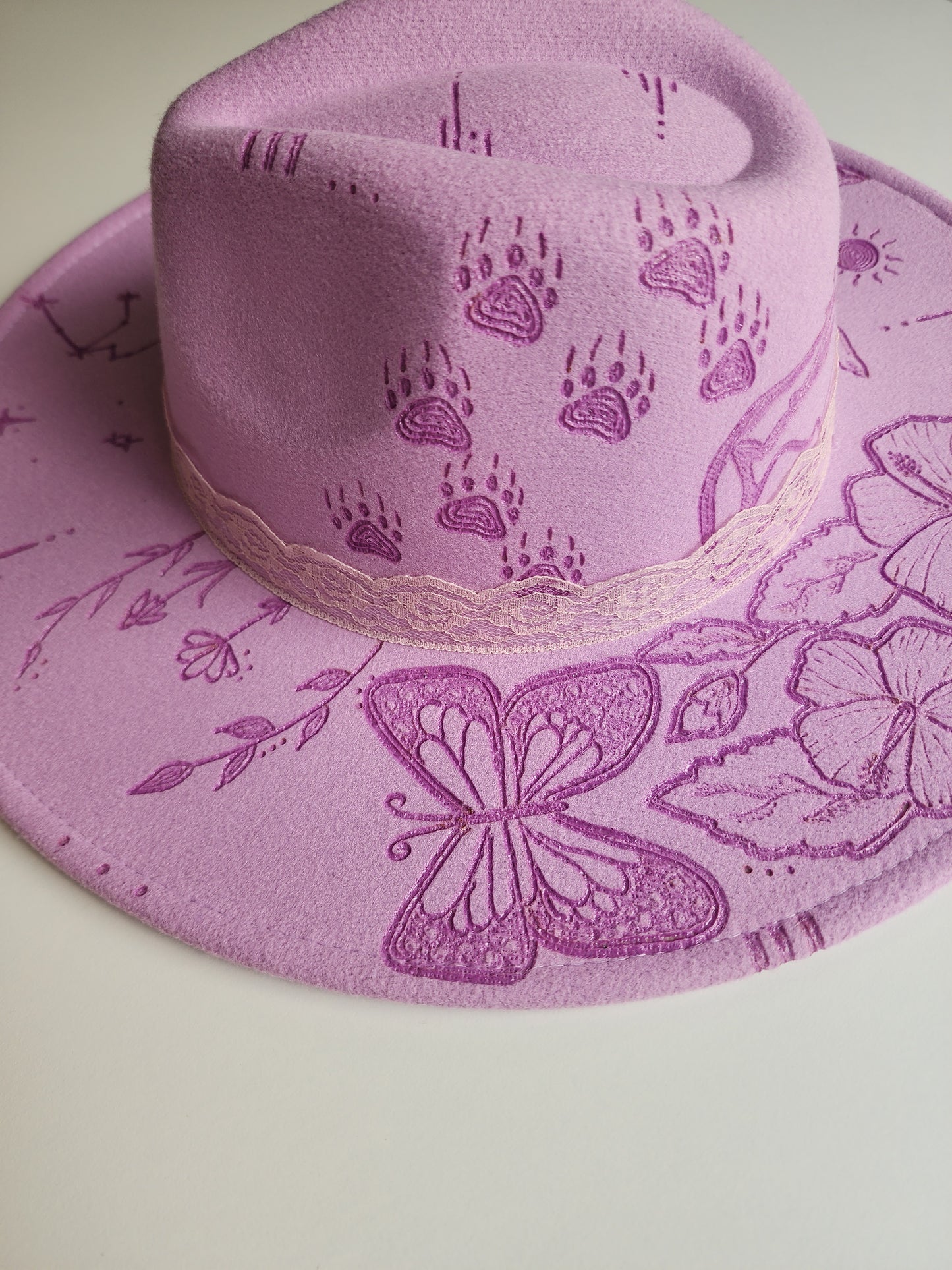 Full Custom Freehand Burnt Design Fedora Hats