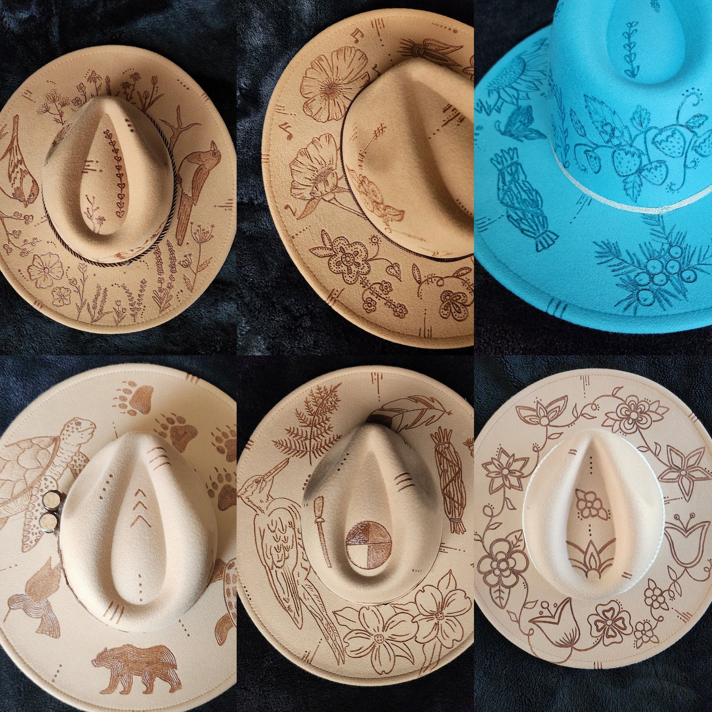 Full Custom Freehand Burnt Design Fedora Hats