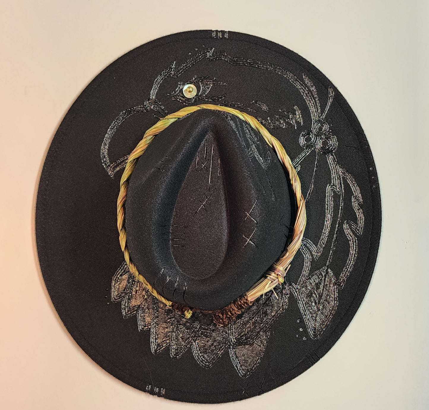 Eagle with Sweetgrass braid Half Design